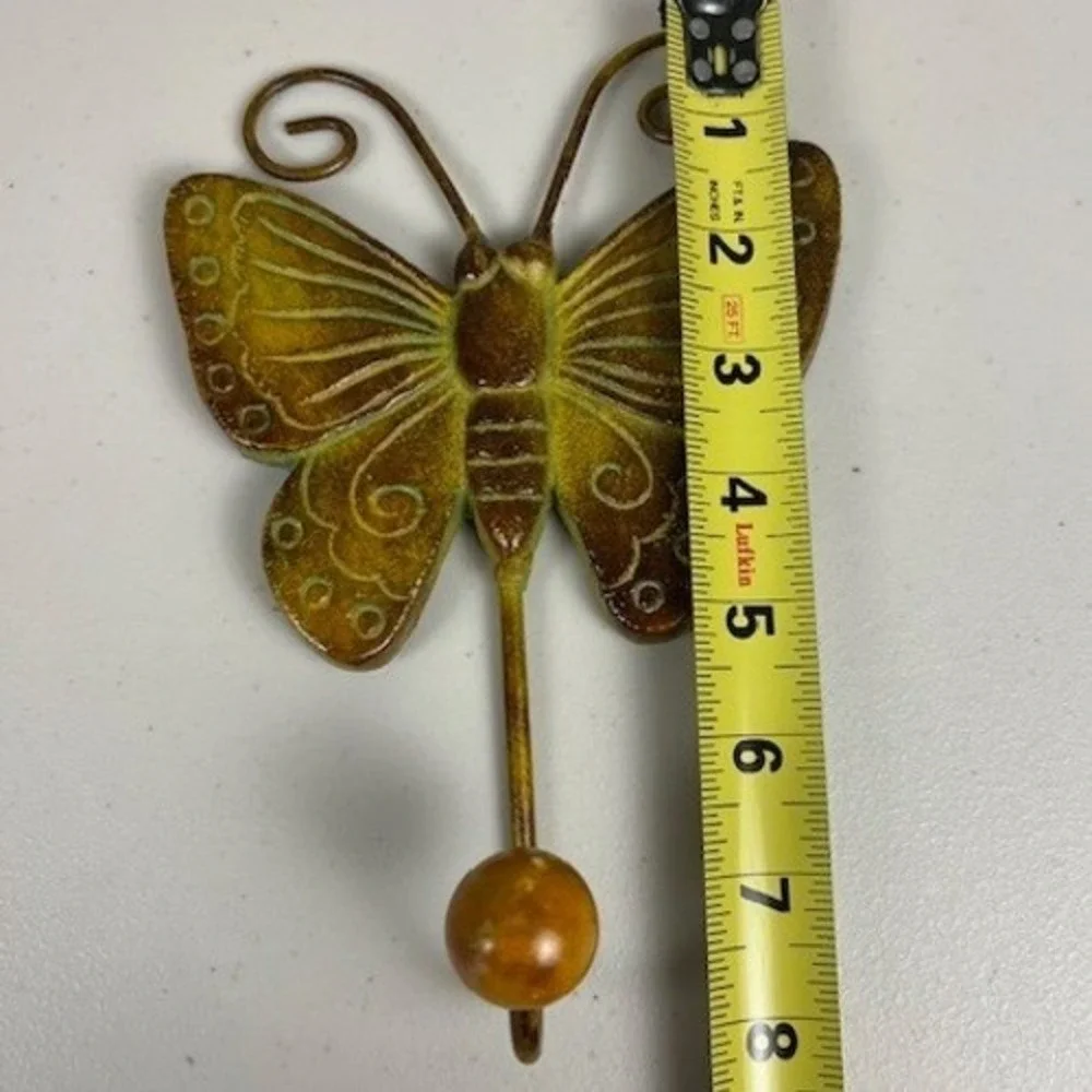 Vintage Style Metal Butterfly Wall Hook Antiqued Gold Green Verdigris 8